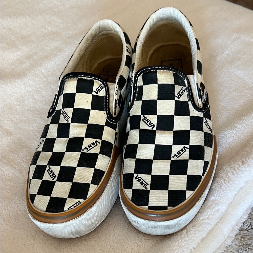 Vans Black and White Checkered Slip-On Flats